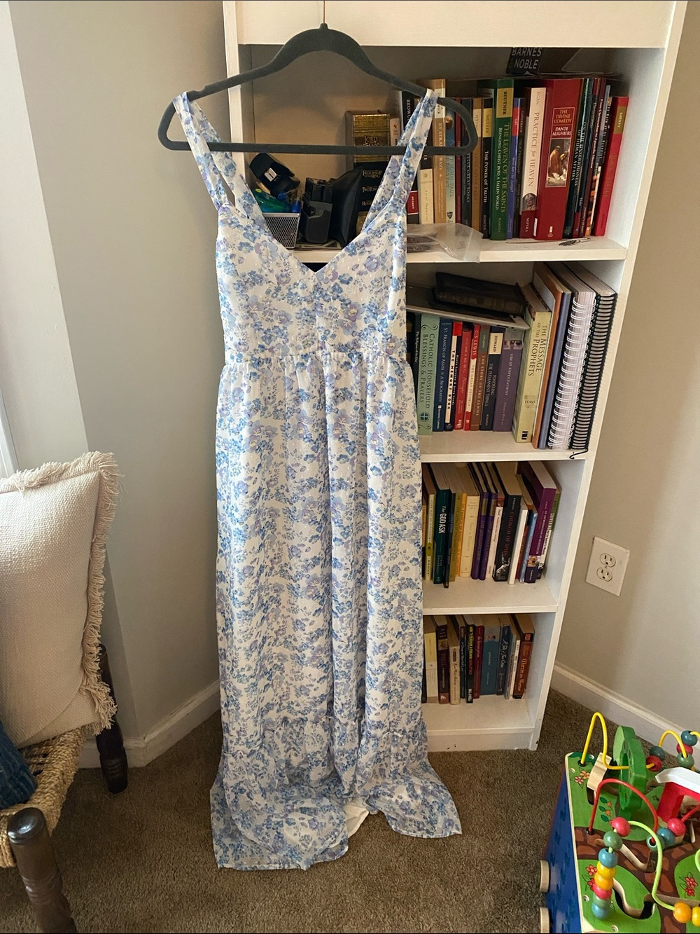 Lulus Blue and White Floral Maxi Dress